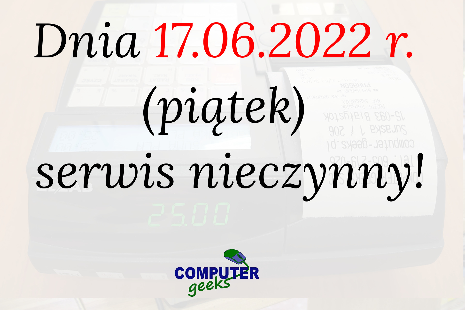 Godziny pracy 17 czerwca 2022 r.